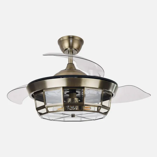 Ventilador Dc Tornado Mini Cuero 3xe27 91d 3aspas Desplegables 6velocidades C/remoto Y Temporizador