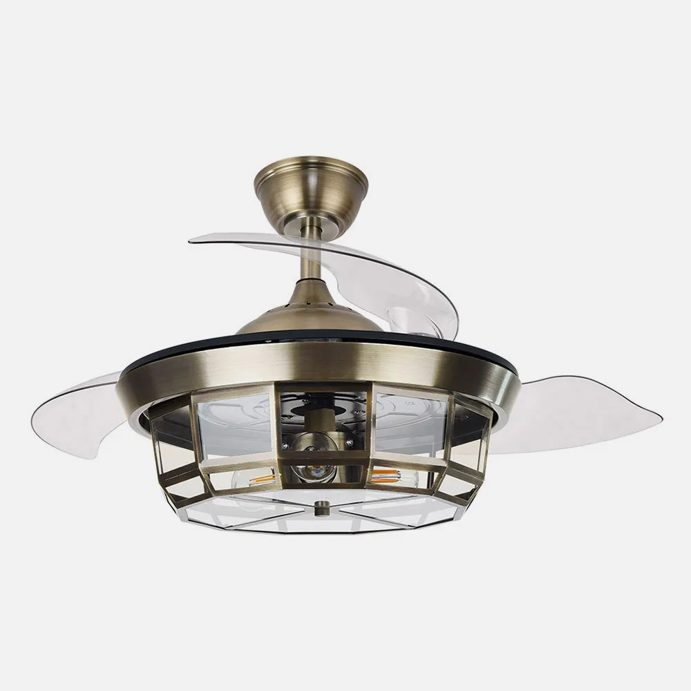 Ventilador Dc Tornado Mini Cuero 3xe27 91d 3aspas Desplegables 6velocidades C/remoto Y Temporizador