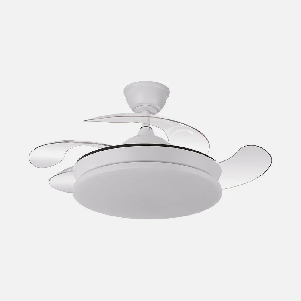 Ventilador Dc Tridente Mini 59w Blanco 4aspas Desp. 91d 6980lm Reg.intensidad Remoto+temporizador+memoria 3000-4000-6000k
