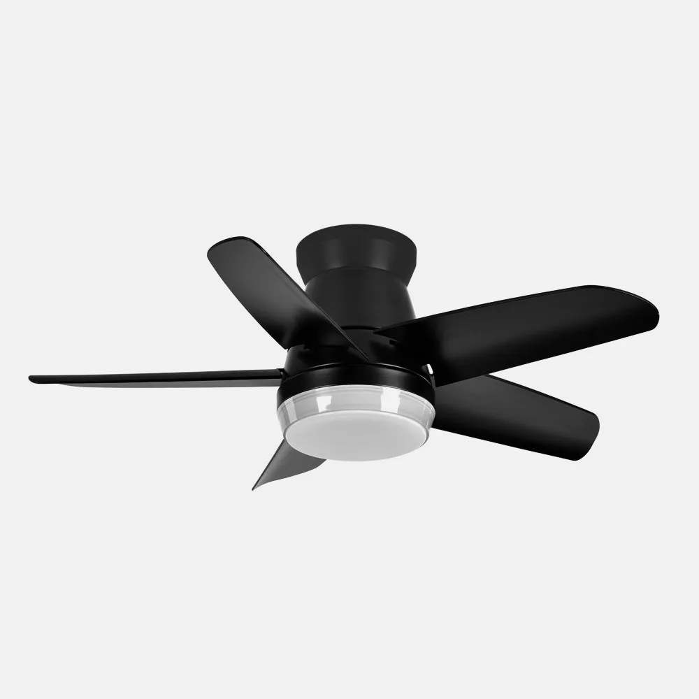 Ventilador Dc Neutron 24w 2400lm Negro 5 Aspas 91d  3000k,4500k,6000k, Remoto+temporizador+memoria