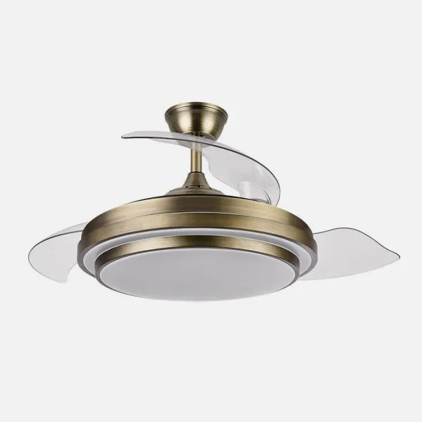 Ventilador Dc Ibe 59w 6980lm Cuero 3 Asp.desp. 107d 3000-4000-6000k Remoto, Reg.intensidad, Memoria Y Temporizador