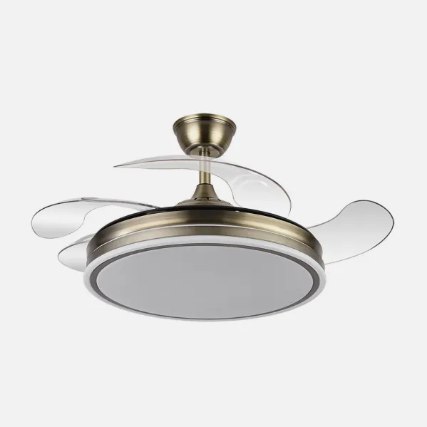 Ventilador Bayomo 59w 6980lm Cuero 4 Aspas Desp. 34,5/42x50/107d.3 Color, Dc.remoto+Reg.Intensidad