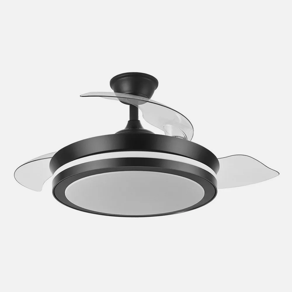 Ventilador Dc Esparta Negro  Mini 72w 6120lm 91d 3asp.d Esp.3000-4000-6000k Remoto+tempor+memori