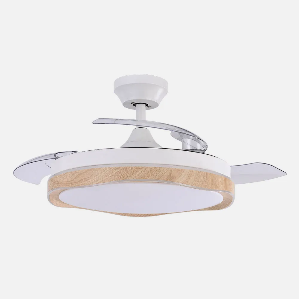 Ventilador Dc Blondi Blanco/haya 72w 3aspas 107d 7200lm 6vel 3000k,4500k,6000k, Remoto+temporizador+memoria