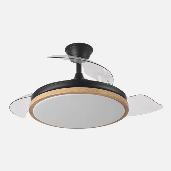 Ventilador Dc Evros 72w 6120lm Negro/haya 107d 3asp.desplegables 3000-4000-6000k Remoto+temp+memoria