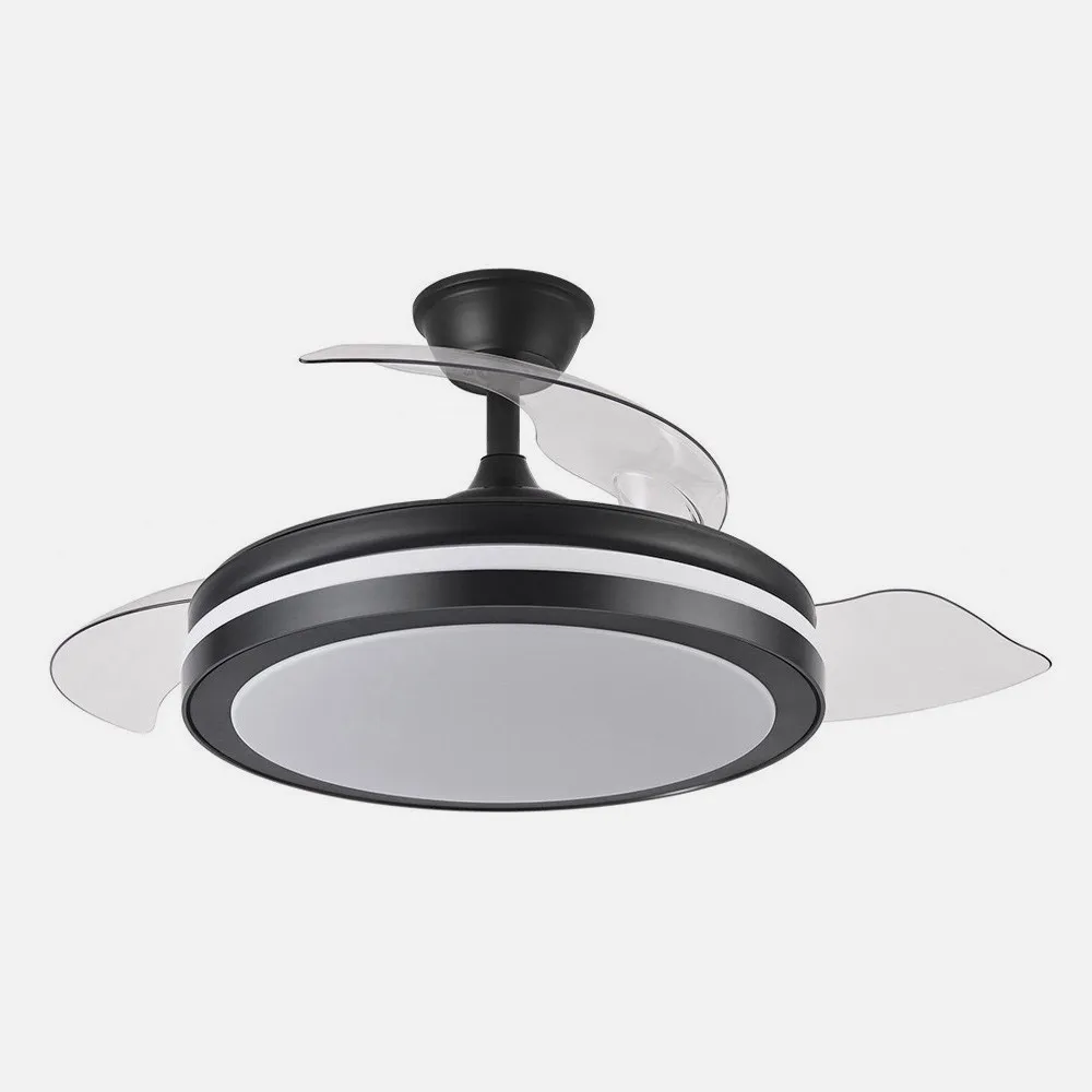 Ventilador Dc Esparta Plus 72w 6120lm Negro 107d 3aspas Desp.3000-4000-6000k Remoto+ Temporizador+ Memoria