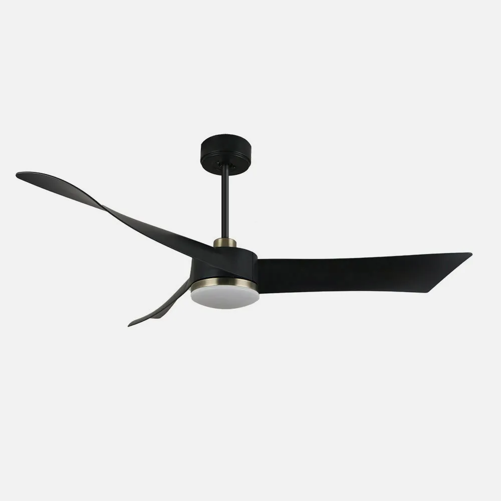 Ventilador Dc Tempel 26w Negro/cuero 3 Aspas 132d 6vel. 3000k, 4000k, 6500k 2950lm  C/remoto, Memoria Y Temporizador