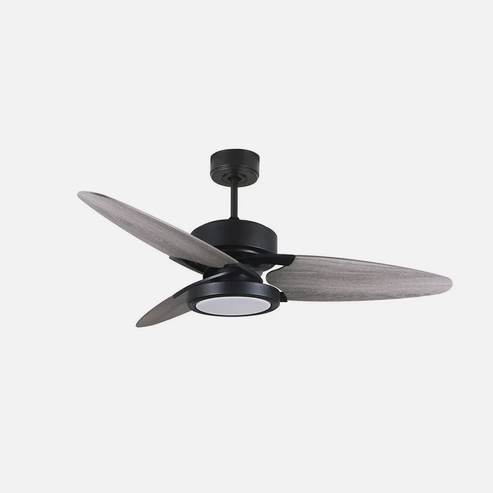 Ventilador Dc Cross 30w Negro 3 Aspas Gris/roble 6vel. 3 Colores 3250lm 132d Remoto, Memoria Y Temporizador