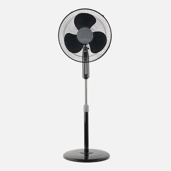 Ventilador De Pie Etesio Negro 3 Velocidades 40w Oscilante 3 Aspas blancas Regx43x40 Cm
