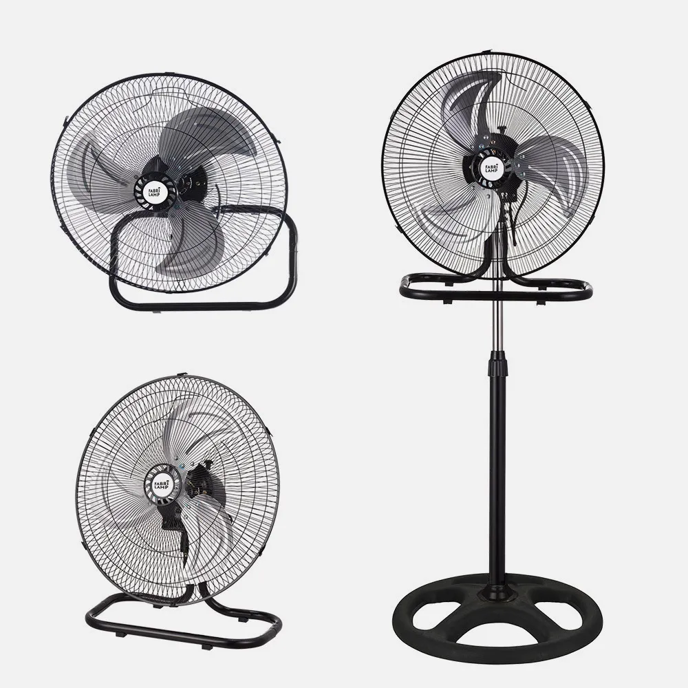 Ventilador 3 En 1 Recio Negro 50 D 3 Vel. 70w  3 Aspas Aluminio En Plata Oscilante