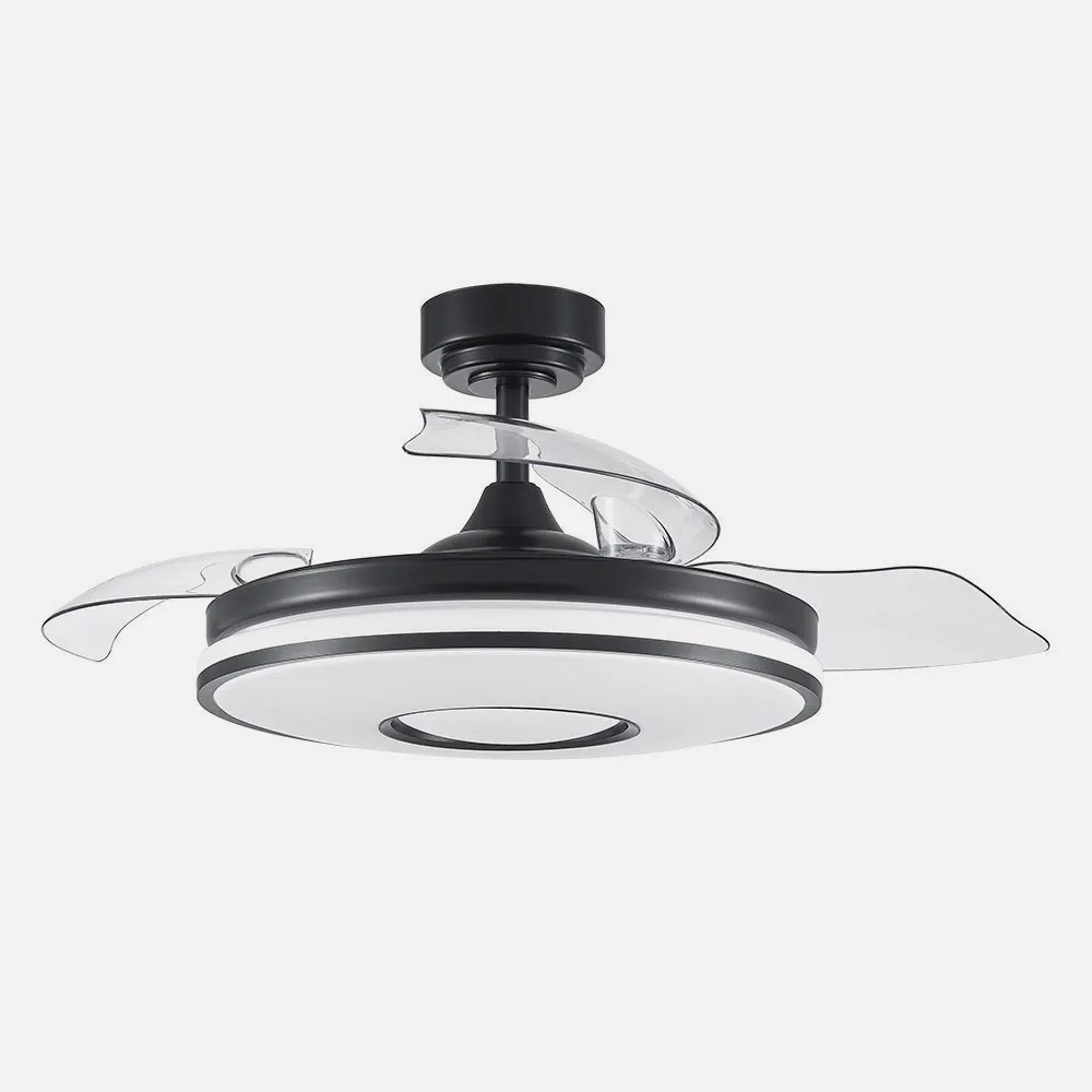 Ventilador Dc Dani 48w 4800lm Negro 3aspas 6velocidades 91d  3000-4000-6000k Remoto+memoria+temporizador 