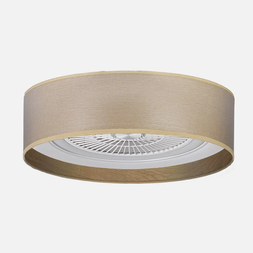 Ventilador Tania 72w Madera Clara 6120lm 5 Aspas 3 colores C/remoto,memoria,reg.Intensidad,temporizador 25x60x60 Cm