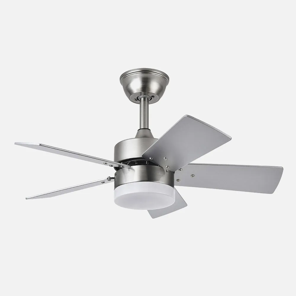 Ventilador Dc Marta 36w Niquel 5 Aspas Rev. Haya/plata  41x76d 3060lm C/ Remoto, Memoria Y Temporizador 3000k,4000k,6000k