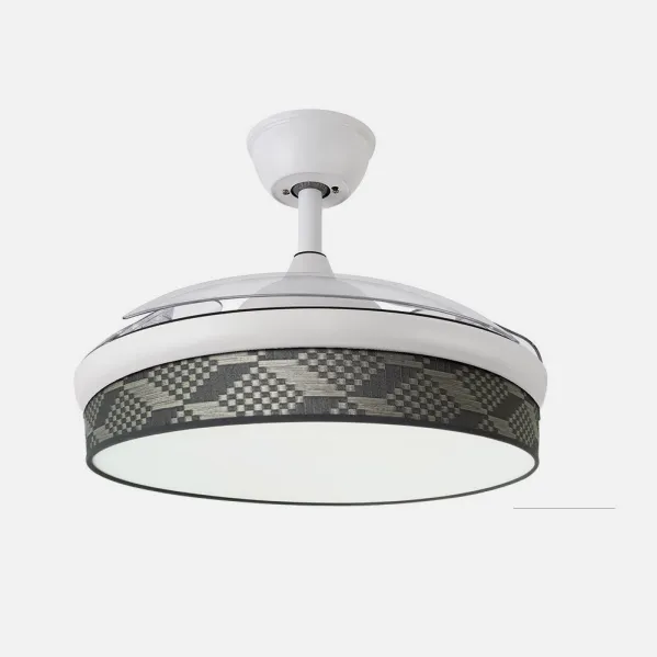 Ventilador Dc Moda 72w Blanco/tetris Gris 108d 3aspas 7200lm 3000-4000-6000k Remoto+ Memoria+ Temporizador