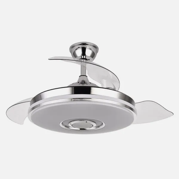 Ventilador Dc Noto 72w 6120lm Cromo 3asp.desp.108d 3 Colores+rgb Bluetooth, Remoto, Memoria Y Altavoz