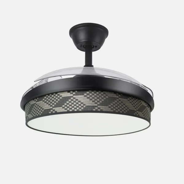 Ventilador Dc Moda 72w Negro/tetris Gris 108d 3aspas 7200lm 3000-4000-6000k Remoto+ Memoria+ Temporizador