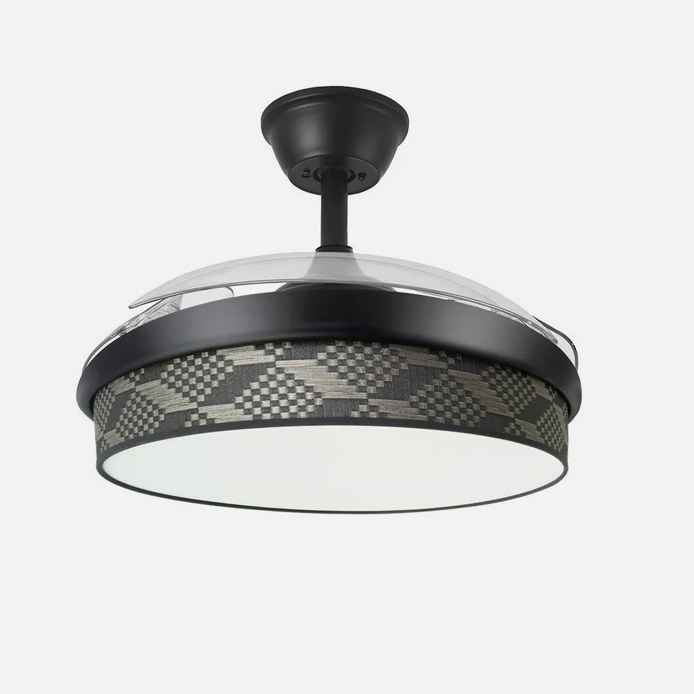 Ventilador Dc Moda 72w Negro/tetris Gris 108d 3aspas 7200lm 3000-4000-6000k Remoto+ Memoria+ Temporizador