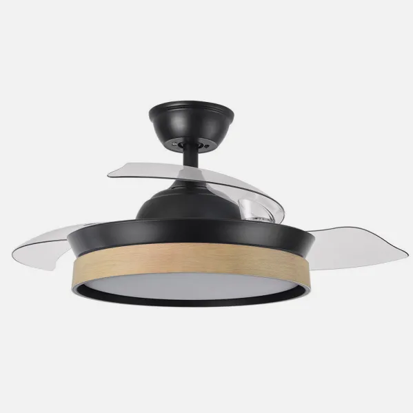 Ventilador Dc Iglu Negro/haya 72w 6120lm 91d 3asp.desplegable 3000-4000-6000k Remoto, Temporizador, Memoria