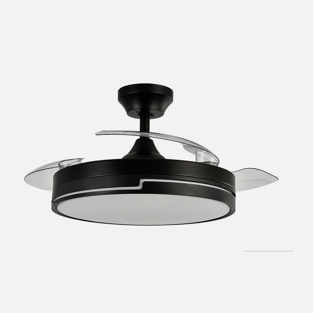 Ventilador DC 72w Olimpia Negro 3 Aspas 107d 6vel. 7200lm 3000-4500-6000K C/remoto, Memoria Y Temporizador 24