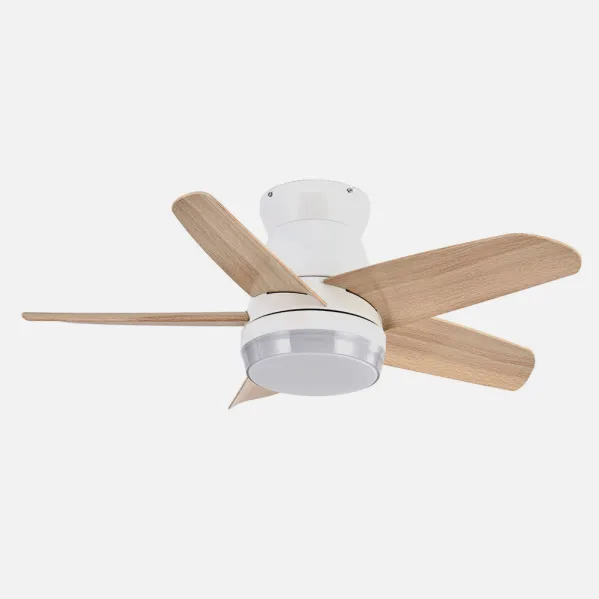 Ventilador Dc Neutron 24w 2400lm Blanco/haya 5aspas 91d 3000k,4500k,6000k, Remoto+temporizador+memoria