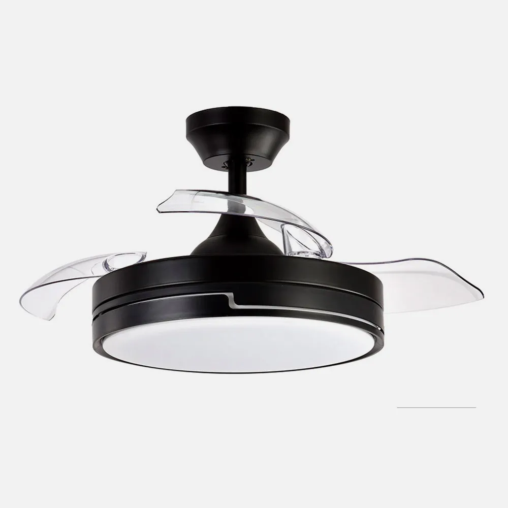 Ventilador Dc 48w Olimpia Negro 3aspas 91d 4800lm 6vel 3000k,4500k,6000k, Remoto+temporizador+memoria