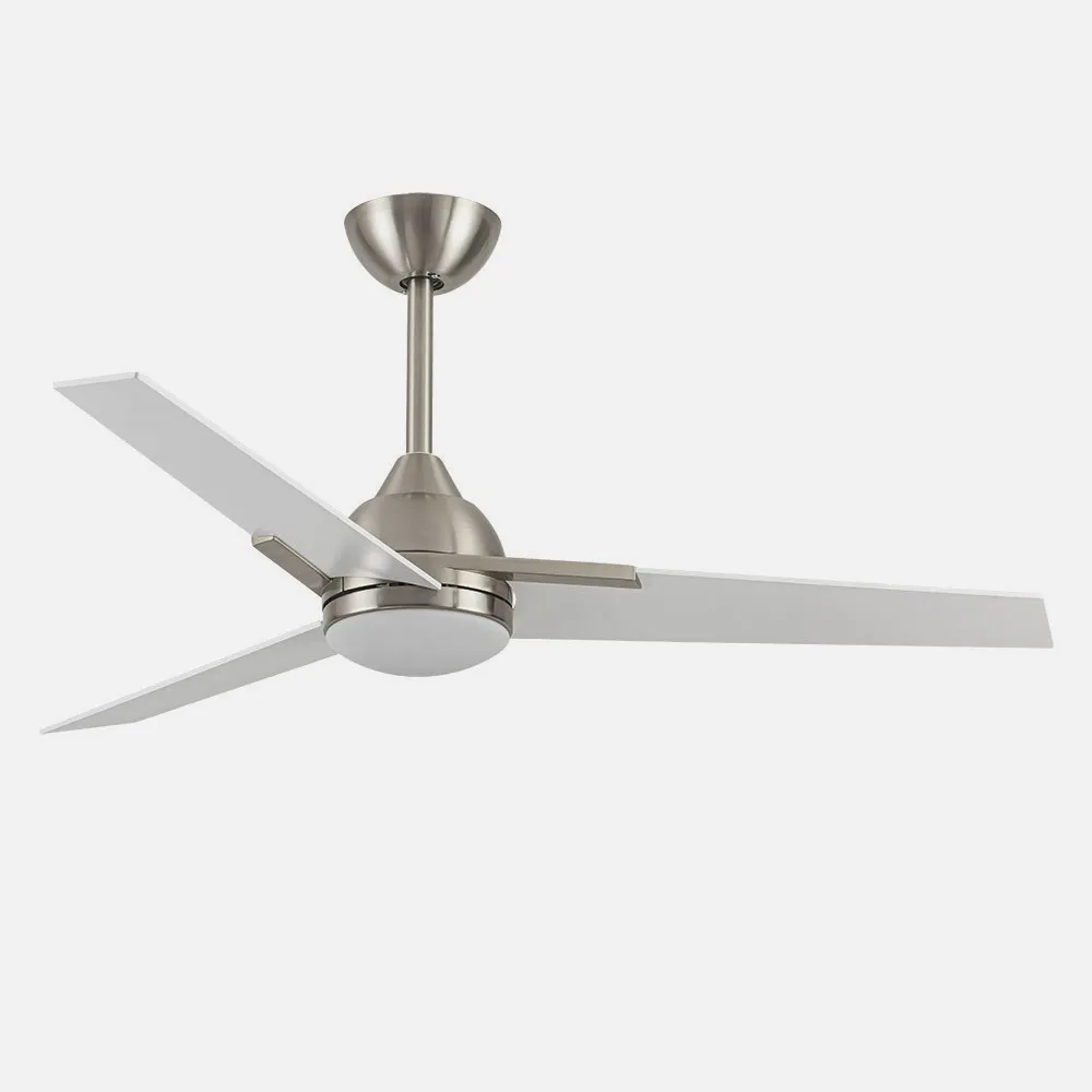 Ventilador 22w Dc Argestes Niquel 3 Aspas Blancas  6Velocidades 3Colores 2180lm 132D C/remoto, Memoria Y Temporizador