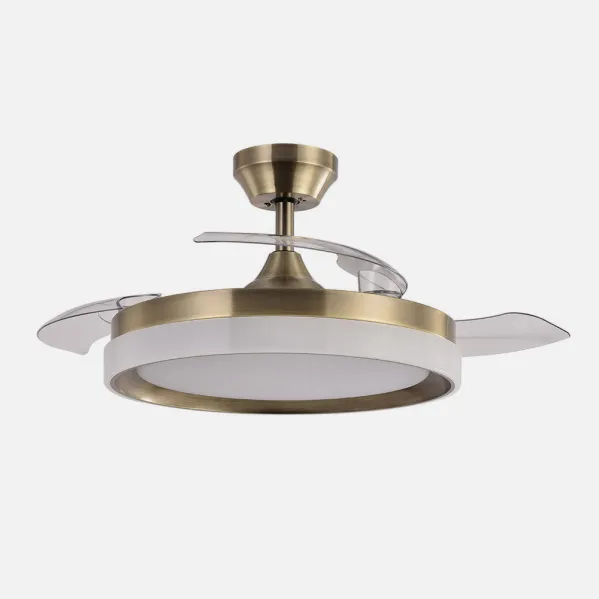 Ventilador Dc Zenit Cuero 72w 3aspas Desplegables 107d 7200lm 6vel 3000k,4500k,6000k, Remoto+temporizador+memoria