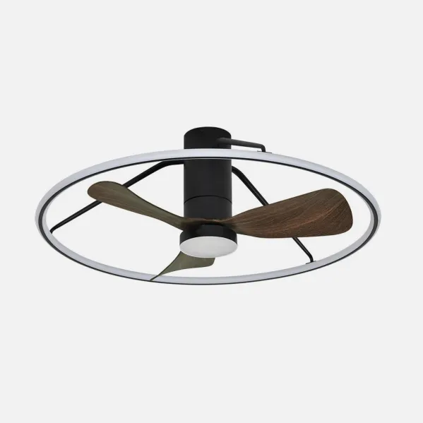 Oporto Dc Fan 56w Black/brown 3-blade 84d 5600lm 3000-4000-6000k 6-speed Remote, Timer, 3-way Dimmer Switch