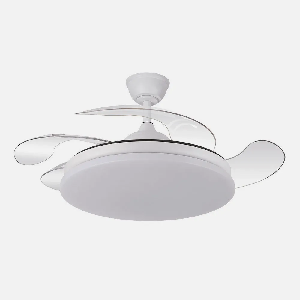 Ventilador Dc Tridente 59w Blanco 4aspas Desp.107d 6980lm Reg.intensidad Remoto+temporizador+memoria 3000-4000-6000k