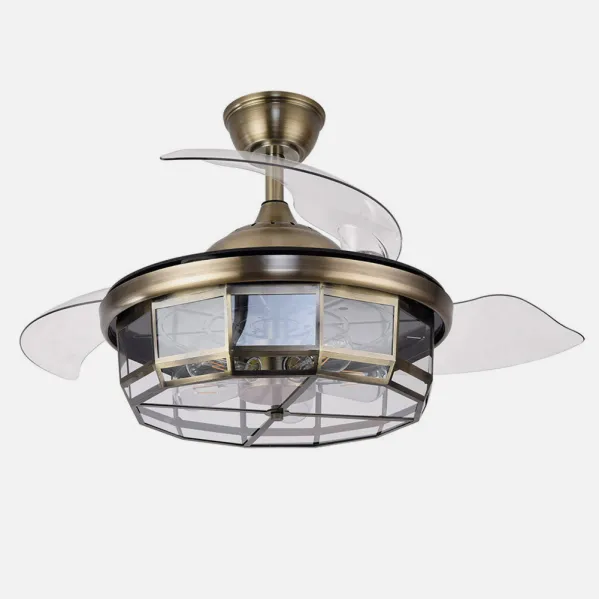 Ventilador Dc Tornado Cuero 5xe27 107d 3aspas Desplegables 6velocidades C/remoto Y Temporizador