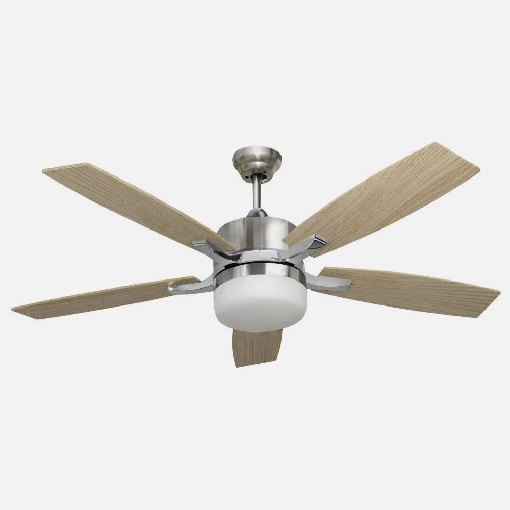 Ventilador Niquel Menfis 5 Aspas Haya/wengue 2xe27 46x132d Control Remoto