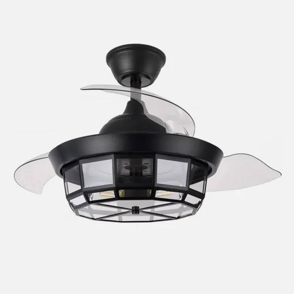 Ventilador Dc Tornado Mini Negro 3xe27 91d 3aspas Desplegables 6velocidades C/remoto Y Temporizador
