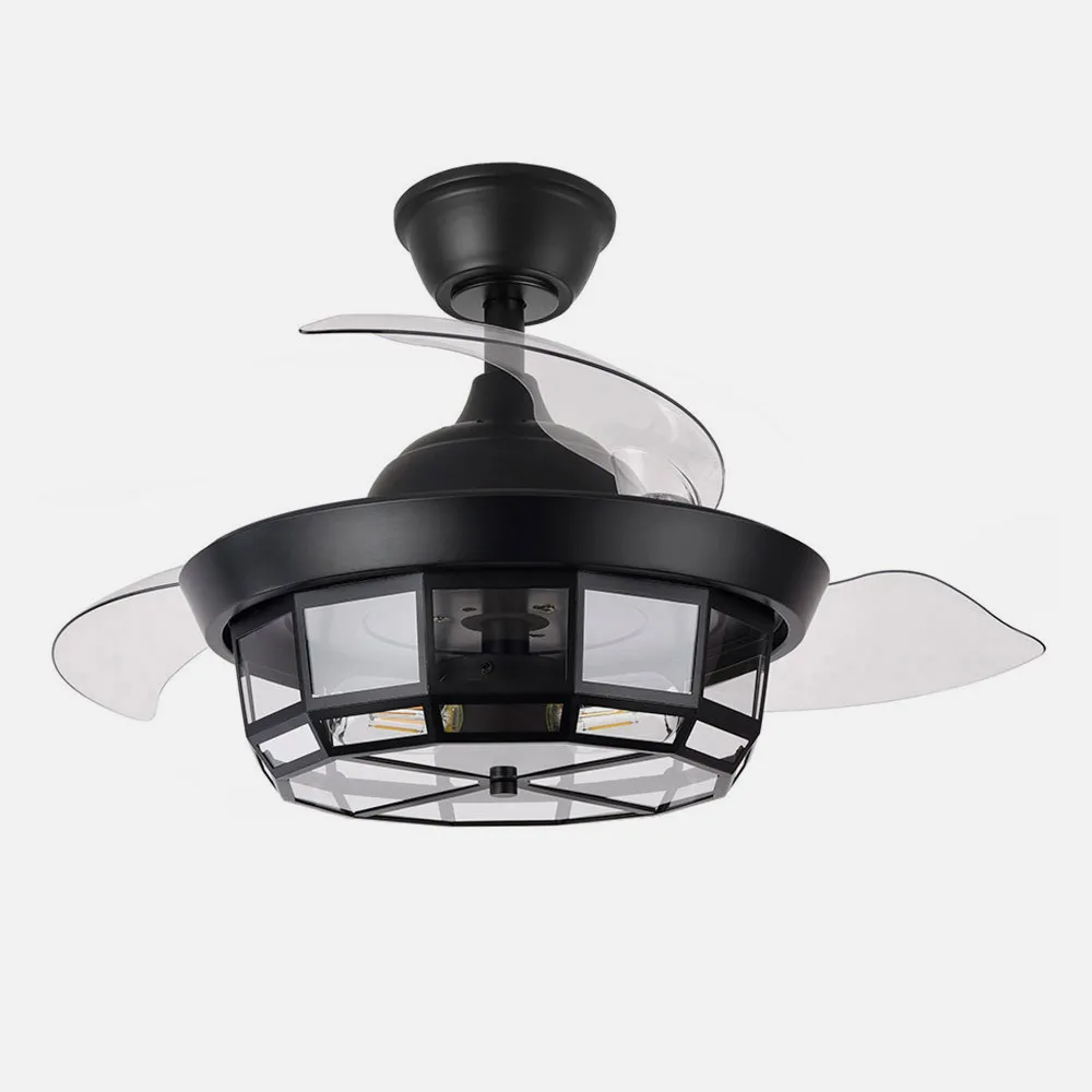 Ventilador Dc Tornado Mini Negro 3xe27 91d 3aspas Desplegables 6velocidades C/remoto Y Temporizador