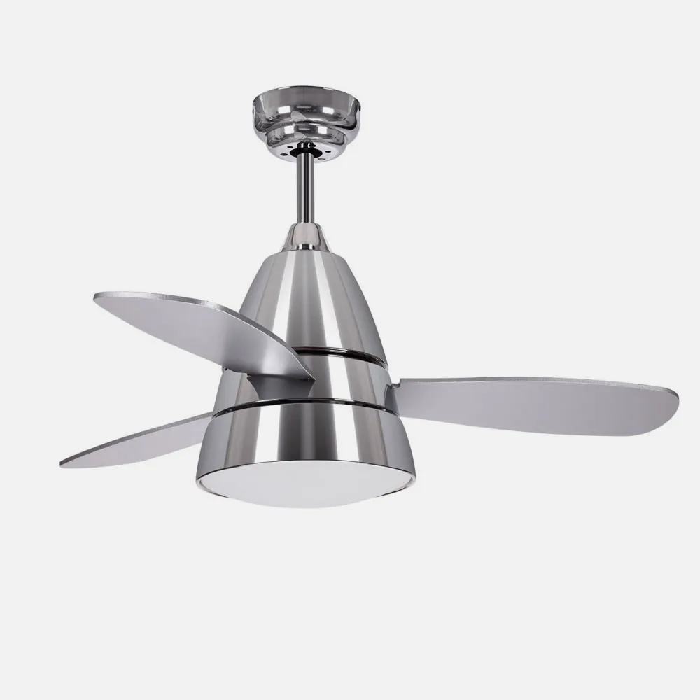 Ventilador Iseran Cromo  2xe27 3 Aspas  Metacrilato Acido 33.5x107d C.remoto