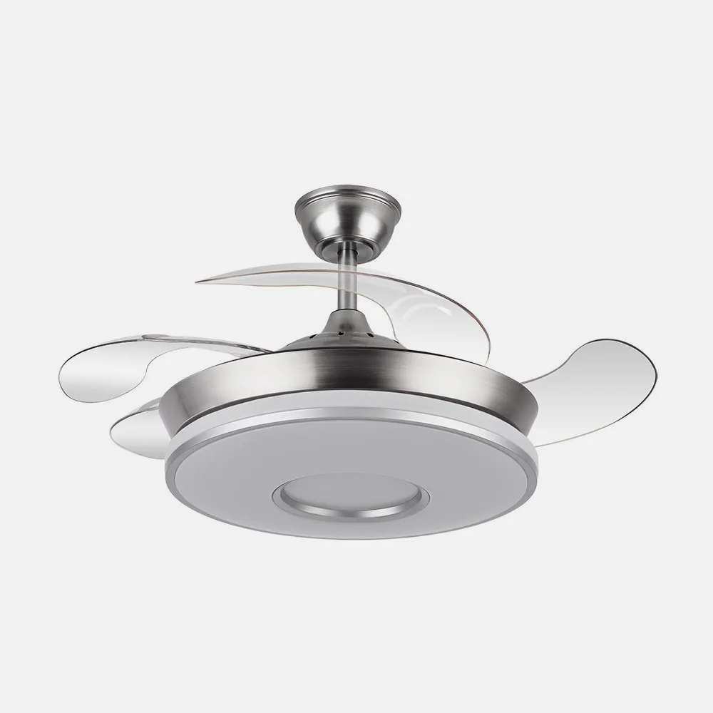 Ventilador Dc Dani 59w 6980lm Niquel 4aspas 6velocidades 91d 3000-4000-6000k Remot+reg.intensidad+memori+tempor 