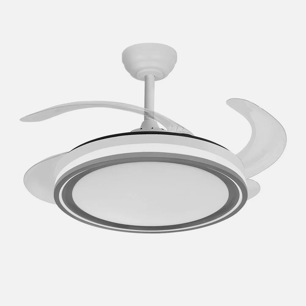 Ventilador Dc Bandido 59w Blanco/gris 4aspas 107d 5900lm 3500-4000-6500k Remoto Y Temporizador