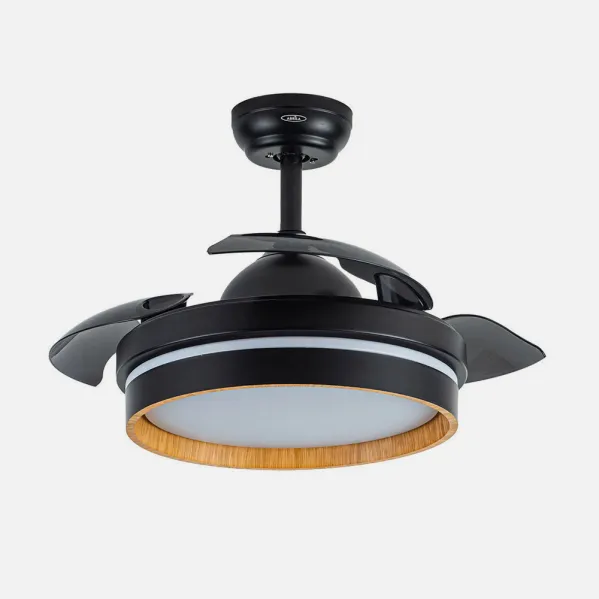 Ventilador Dc Nalon 48w Negro/madera oscura 3aspas 91d 4800lm 3000-4500-6000k Remoto+memoria+temporizador