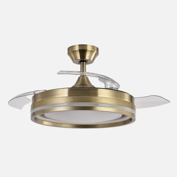 Ventilador Dc Cerrato Cuero 72w 3aspas Desplegables 107d 7200lm 6vel 3000k,4500k,6000k, Remoto+temporizador+memoria