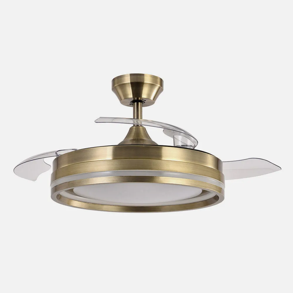 Ventilador Dc Cerrato Cuero 72w 3aspas Desplegables 107d 7200lm 6vel 3000k,4500k,6000k, Remoto+temporizador+memoria