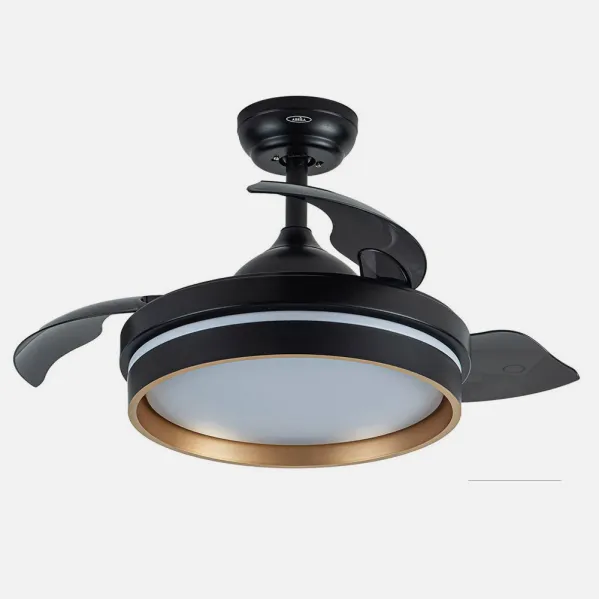 Ventilador Dc Nalon 48w Negro/oro 3aspas 91d 4800lm 6vel 3000k,4500k,6000k Remoto+memoria+temporizador