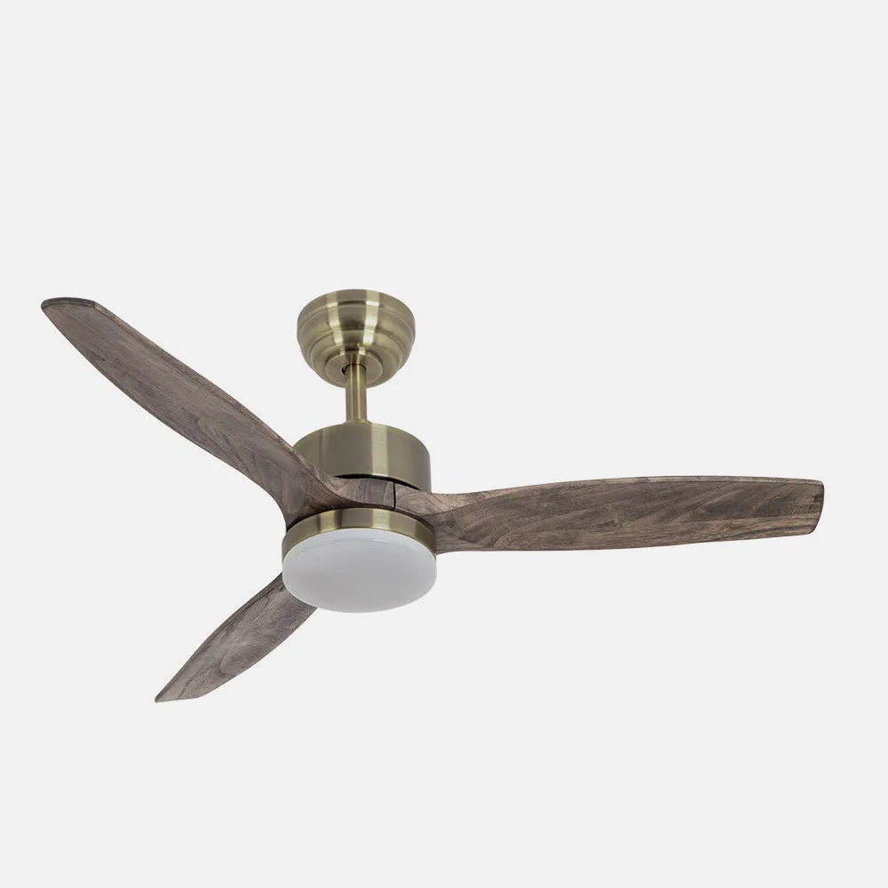 Ventilador Dc Torino 24w Cuero 3aspas Roble 6vel 107d 2424lm 3000k,4000k,6500k Remoto+temporizador+memoria