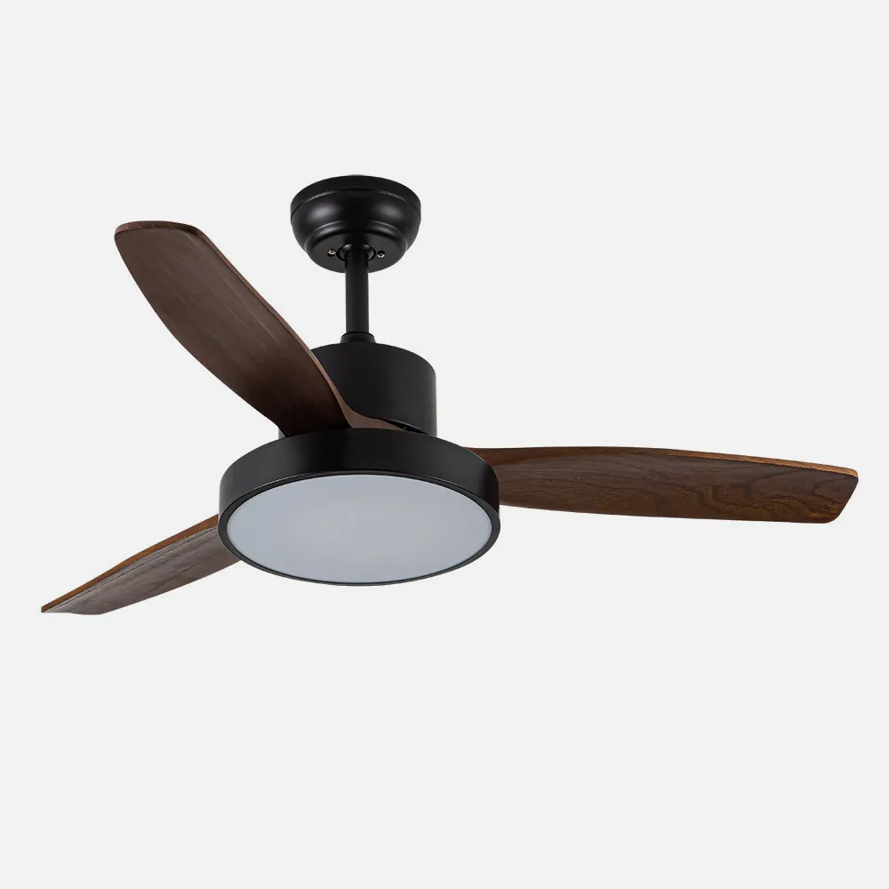 Ventilador Dc Kavala 48w Negro 3aspas Roble 112d 6velocidades 4078lm 3000-4000-6000k Remoto+memoria+temporizador