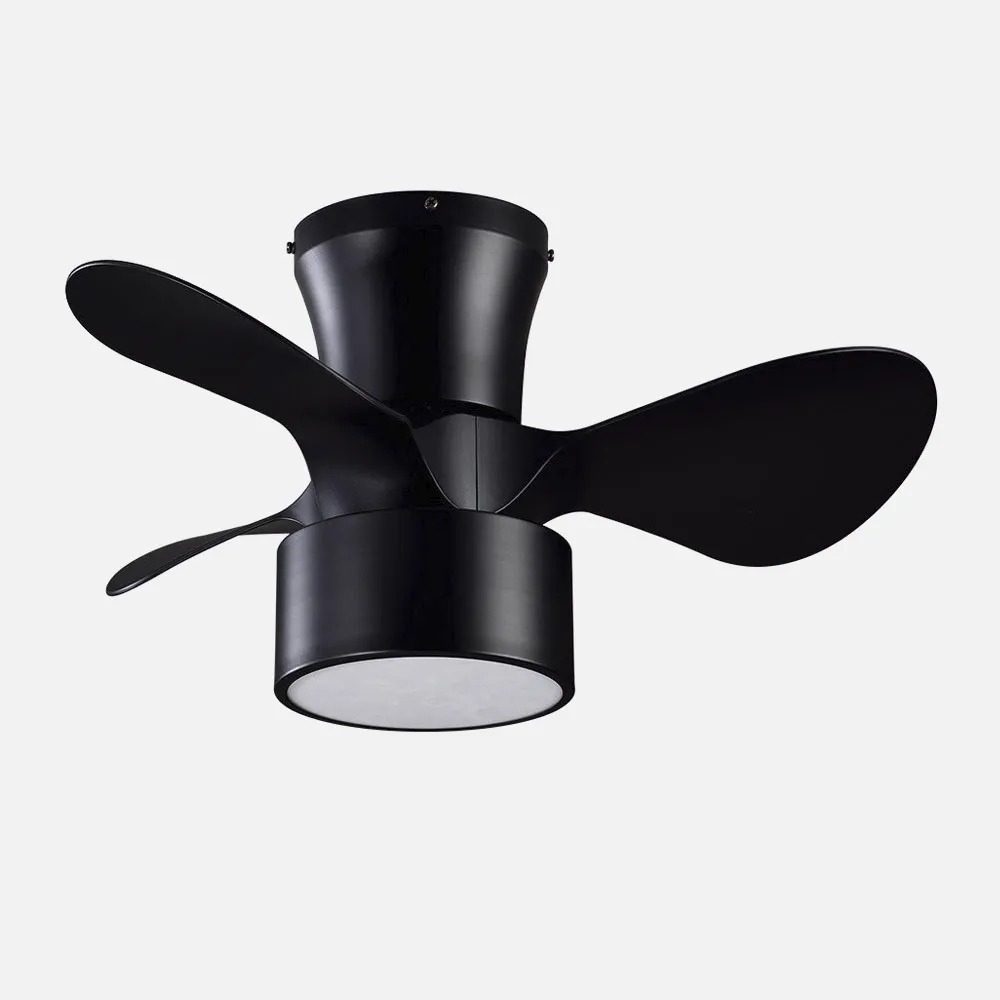 Ventilador DC 24w Kos Negro 3 Aspas 60d 6 Vel. 2390lm 3000-4500-6000k c/remoto, Memoria Y Temporizador