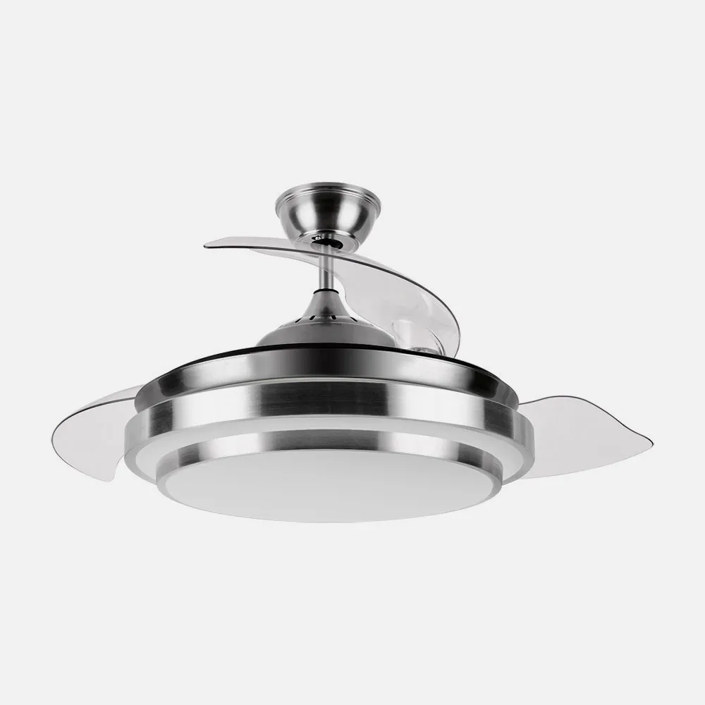 Ventilador DC Ibe 59w 6980lm Niquel 3 Asp.desp. 107d 3000-4000-6000k Remoto, Reg.intensidad, Memoria Y Temporizador