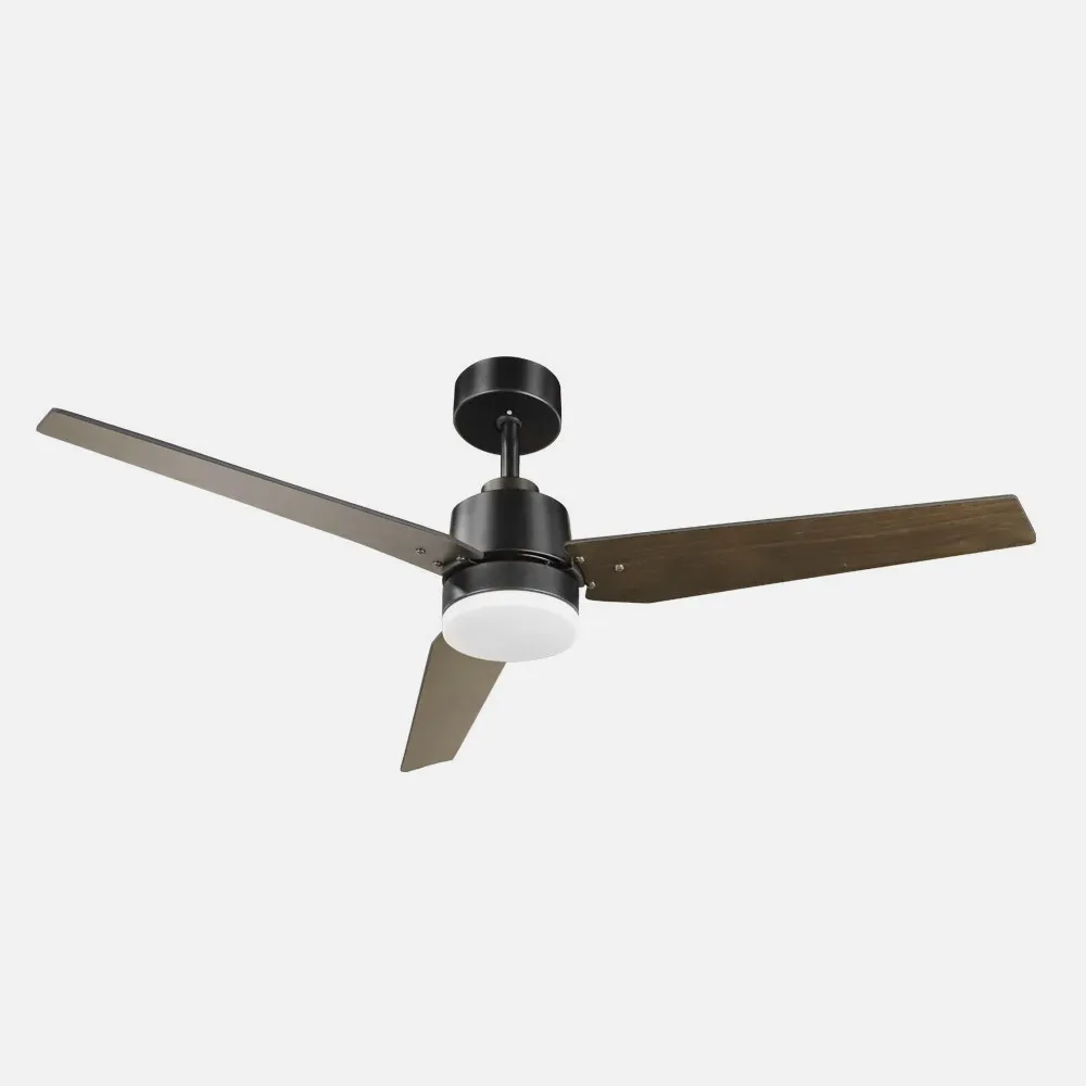 Ventilador Dc Captus 22w Negro 3aspas Negro/roble 132d Reg. Intensidad 2180lm 3000k,4000k,6000k Remoto+ Temporizador+ Memoria
