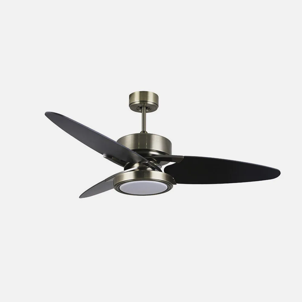 Ventilador Dc Cross 30w Cuero 3 Aspas Negro/nogal 6vel. 3 Colores 3250lm 132d Remoto, Memoria Y Temporizador