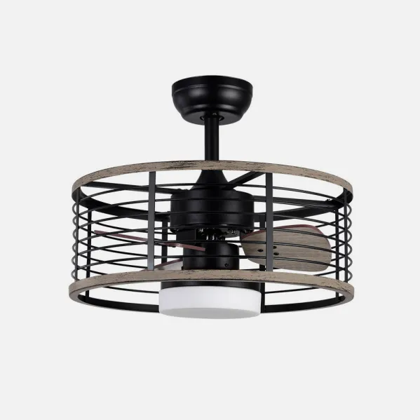 Ventilador Dc 24w Pella Negro/Madera 3 Aspas 50d  2540lm 6 Velocidades  3000-4000-6000k C/remoto, Memoria Y Temporizador