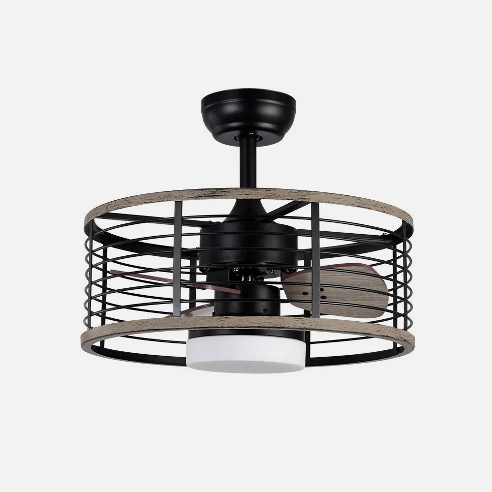 Ventilador Dc 24w Pella Negro/Madera 3 Aspas 50d  2540lm 6 Velocidades  3000-4000-6000k C/remoto, Memoria Y Temporizador
