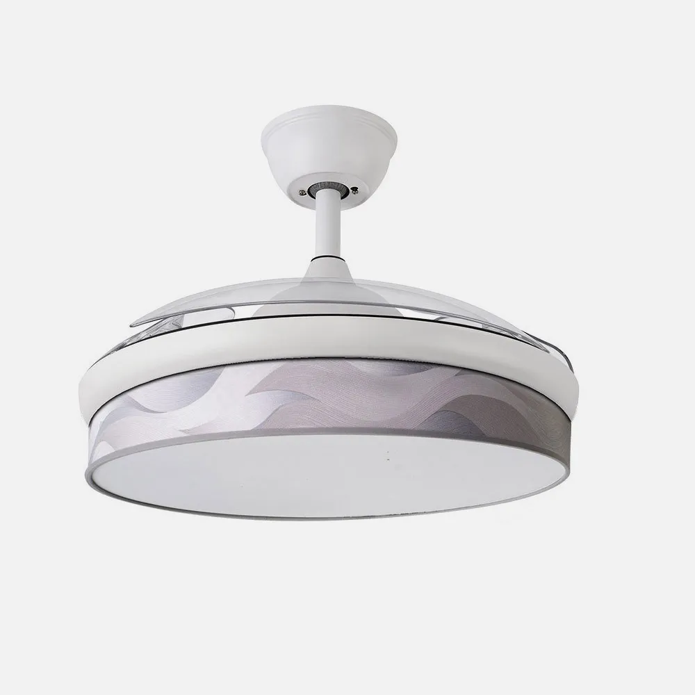 Ventilador Dc Moda 72w Blanco/ola Gris 91d 3aspas 7200lm 3000k, 4000k, 6000k Remoto+ Memoria+ Temporizador