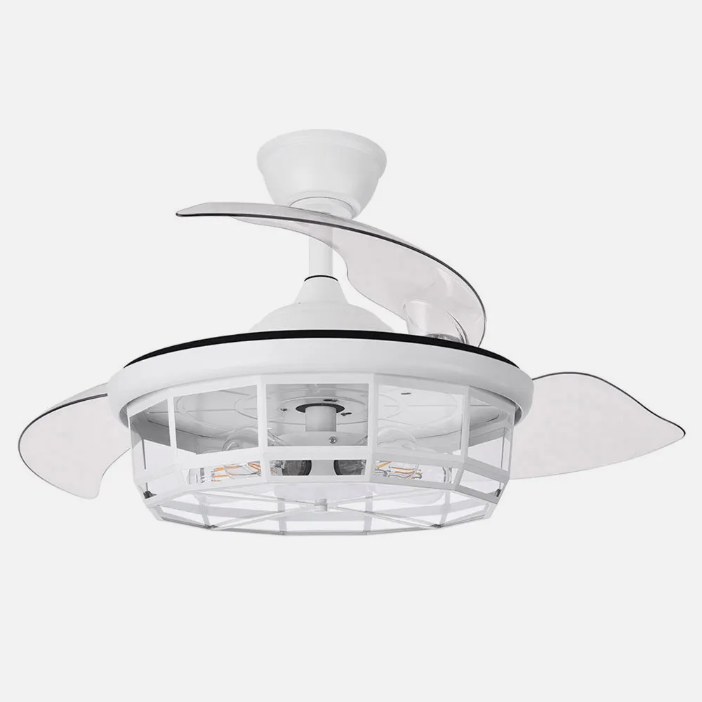 Ventilador Dc Tornado Blanco 5xe27 107d 3aspas Desplegables 6velocidades C/remoto Y Temporizador